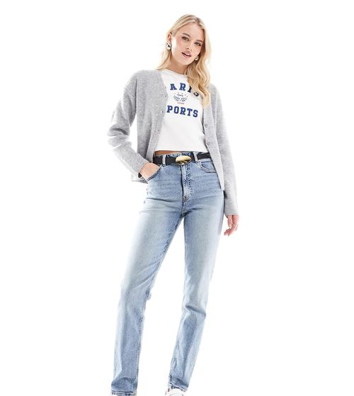 ASOS DESIGN Tall slim stretch mom jeans in mid blue