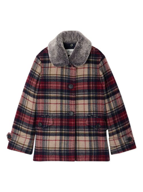 Gigliola faux-fur collar jacket - Blue