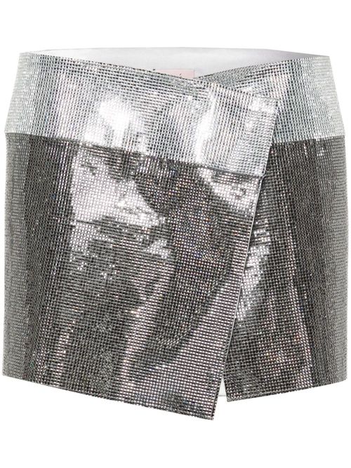 Rhinestone-embellished mini skirt - Silver