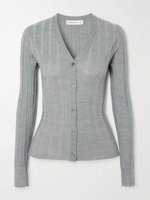 &Ribbed Wool Cardigan - Gray