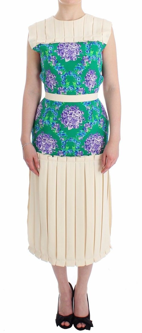 Floral Silk Blend Dress — Green
