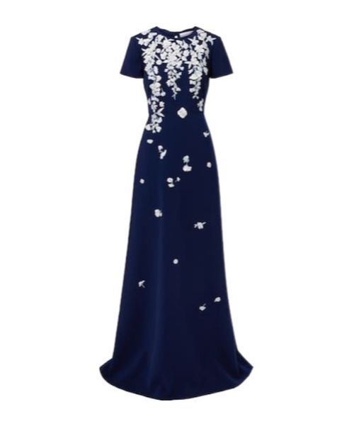 Embroidered bow-detail gown