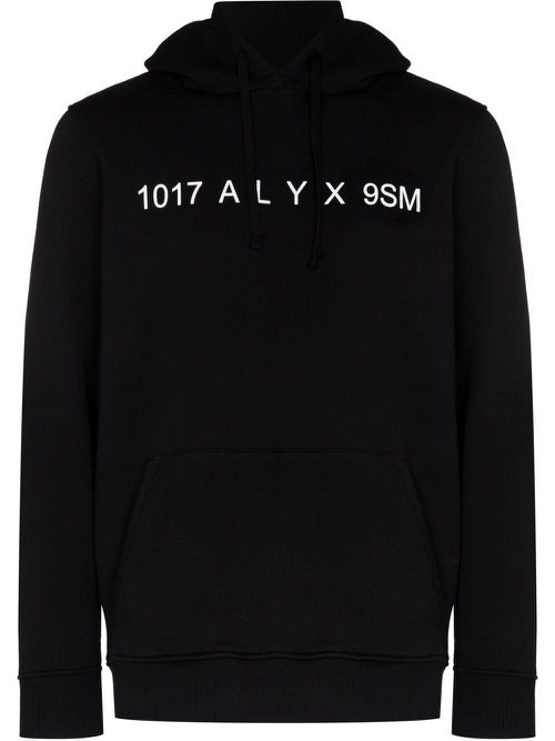 Logo-print drawstring hoodie - Black