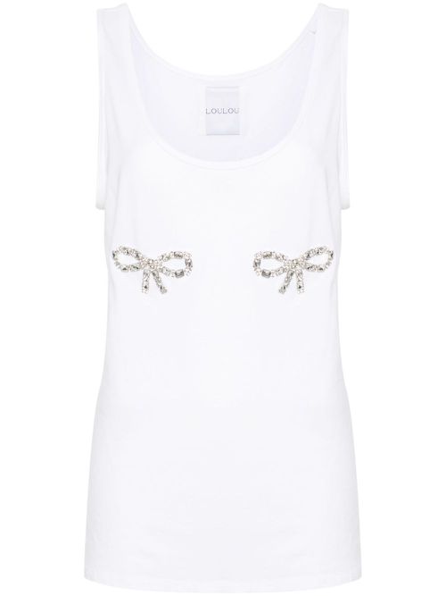 Crystal-bows tank top - White