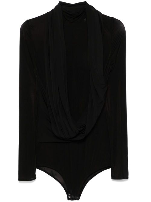 Cape-effect sheer bodysuit - Black