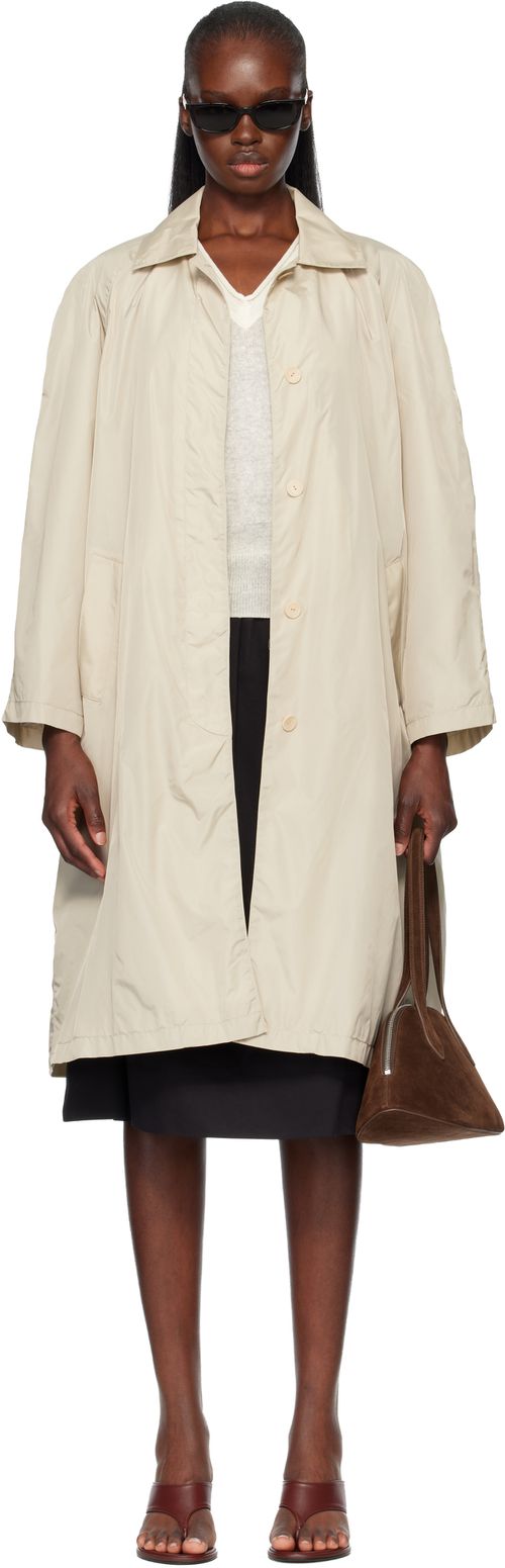Beige Urban Nylon Trench Coat