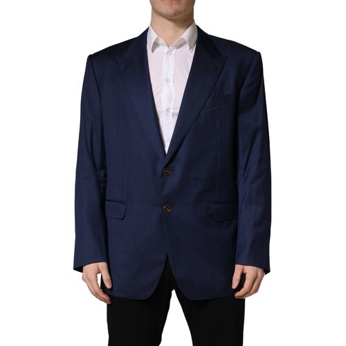 Virgin Wool & Silk Single-Breasted Blazer — Navy