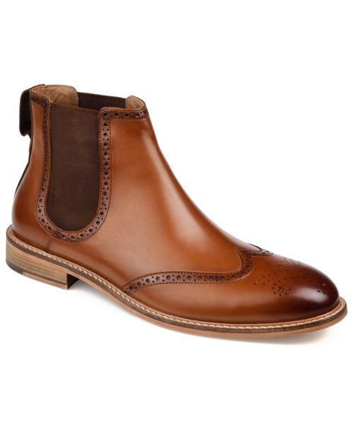 Men's Watson Wide Width Tru Comfort Foam Pull-On Wingtip Chelsea Boots - Cognac