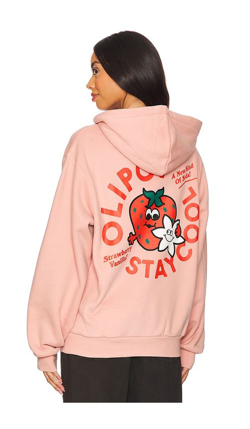 Stay Cool x OLIPOP Strawberry Vanilla Hoodie in Peach. -  S also in L, M, XL/1X