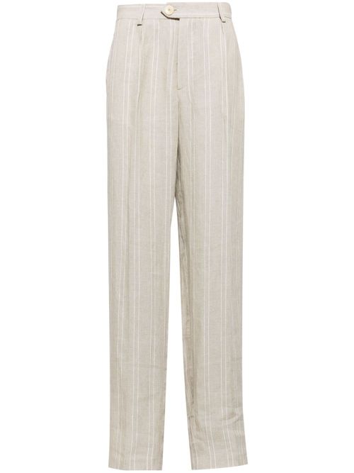 Straight-leg linen trousers - Neutrals