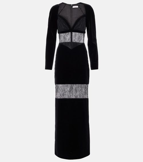 Velvet and lace gown