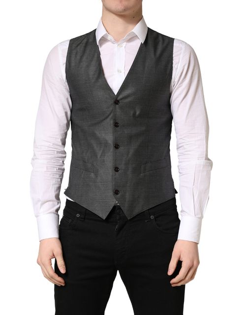Virgin Wool Dress Vest — Gray