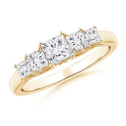Angara 0.36 Carat Graduated Princess-Cut Trellis Diamond Five Stone Ring in 18K Yellow Gold