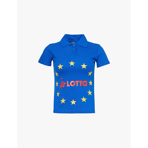 Womens Blue Red Mowaland Euro Brand-print Slim-fit Cotton Polo Shirt M