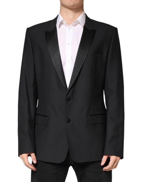 Virgin Wool Single-Breasted Blazer — Black