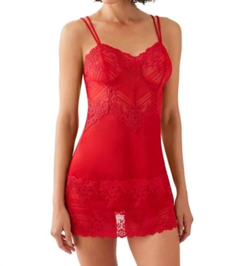 Embrace Lace Chemise In Equestrian Red