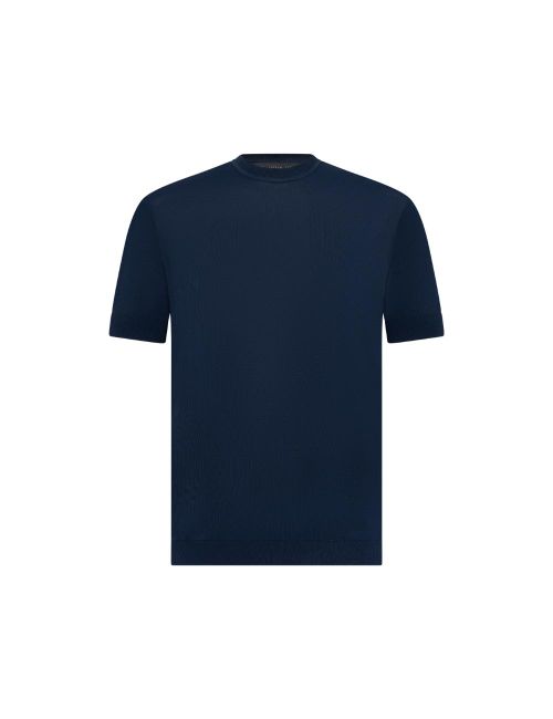 Crew-Neck Cotton T-Shirt — Navy