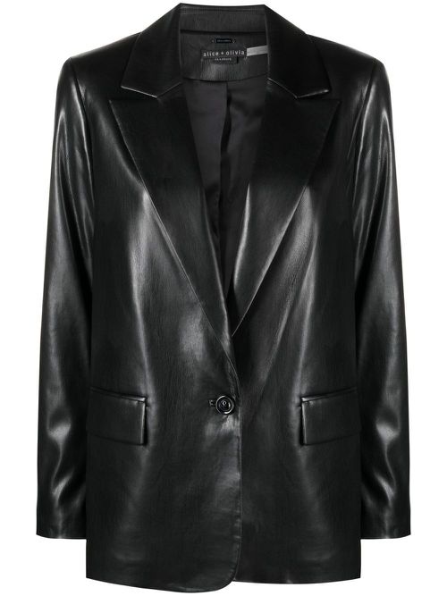 Faux-leather blazer - Black