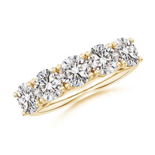 Angara 3.15 Carats Prong-Set Round Diamond Five Stone Wedding Ring in 18K Yellow Gold