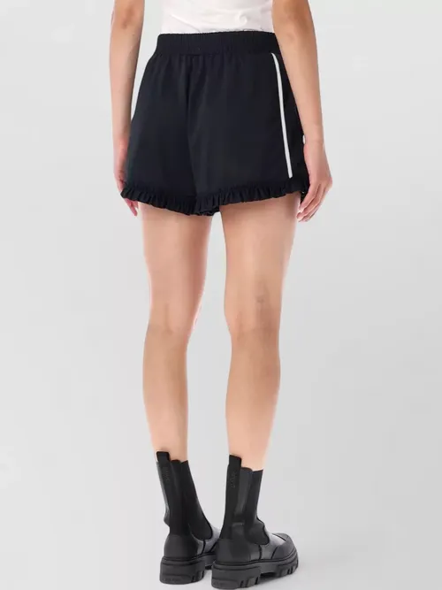 Ganni - contrast piping ruffle trim lounge short