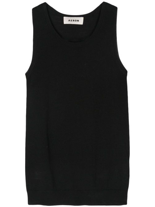 Sleeveless knitted top - Black