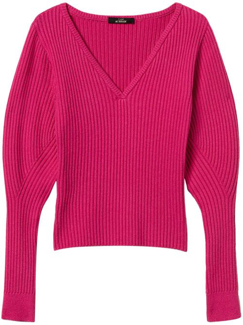 Fitted rib-knit jumper - Pink