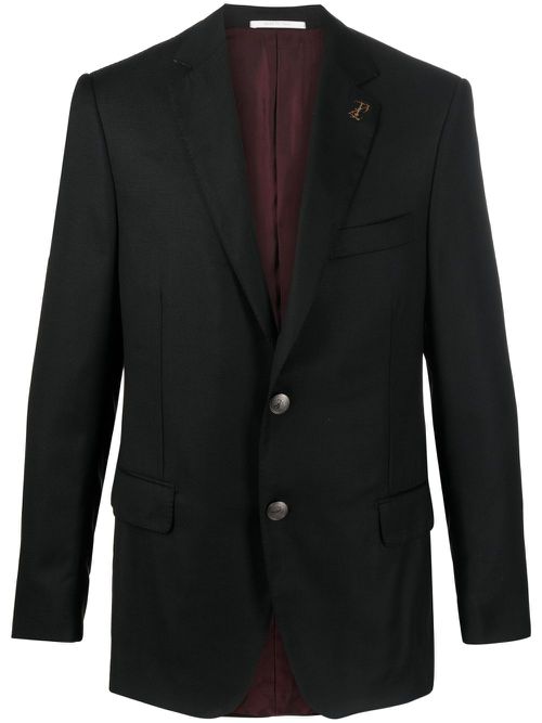Brooch-detail single-breasted blazer - Black