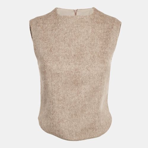 Beige Gabardine Sleeveless Top
