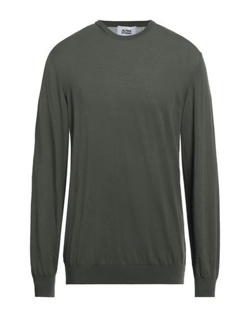 Man Sweater Military green Size 40 Cotton