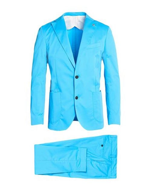 Man Suit Azure Size 34 Cotton, Polyamide, Elastane