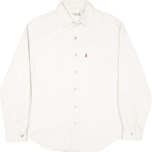 LEVI'S Mens White Cotton Blend Shirt L Button Pocket Casual Classic