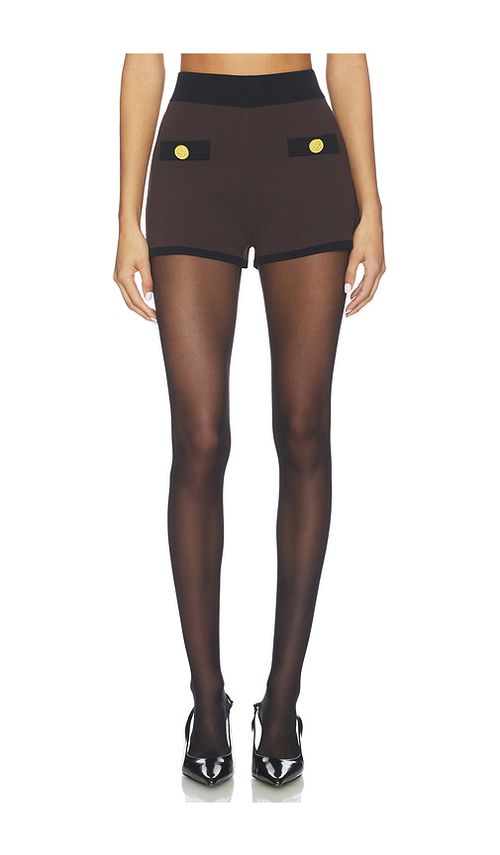 L'AGENCE Lumi Trim Knit Micro Short in Brown. XS. Also in L, M