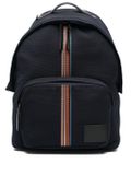 Rainbow-stripe logo-patch backpack - Blue