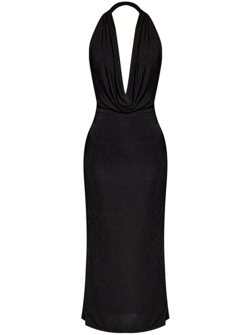 Cowl-neck midi dress - Black