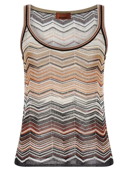 Viscose Chevron Lamé with Sequins Tank Top — Multicolor