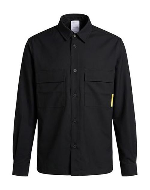 Man Shirt Black Size L Polyester, Wool, Elastane