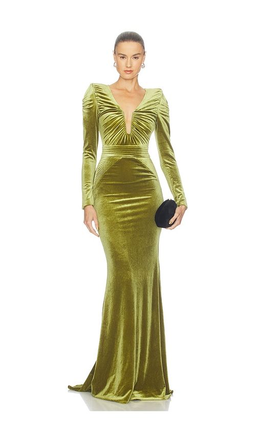 Zhivago The Bloom Velvet Gown in Olive. 6 also