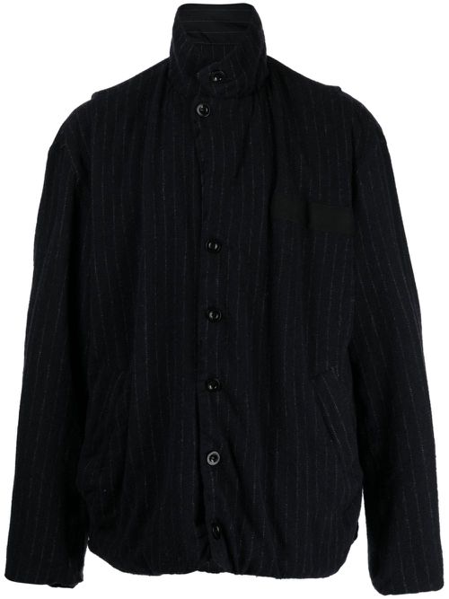 Pinstripe-pattern wool jacket - Blue
