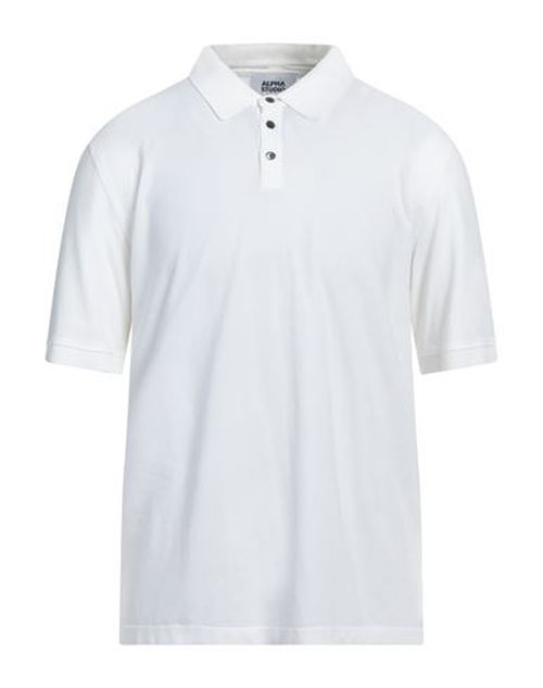 Man Polo shirt White Size 44 Cotton, Elastane