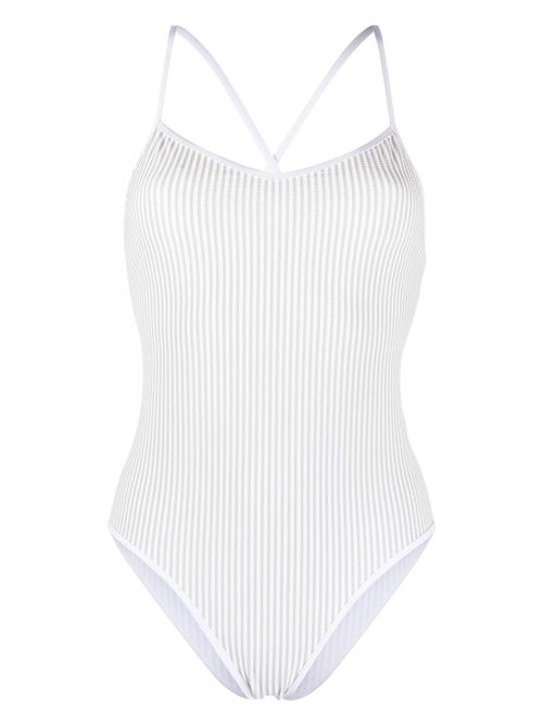 Stripe-print seersucker swimsuit - Grey