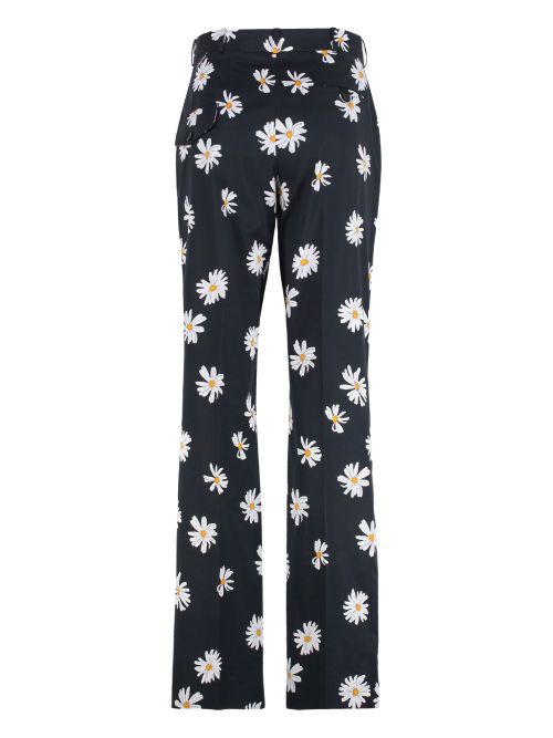 Floral-print straight-leg trousers - Black