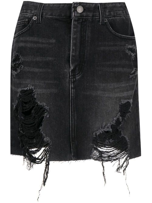 Distressed denim skirt - Black