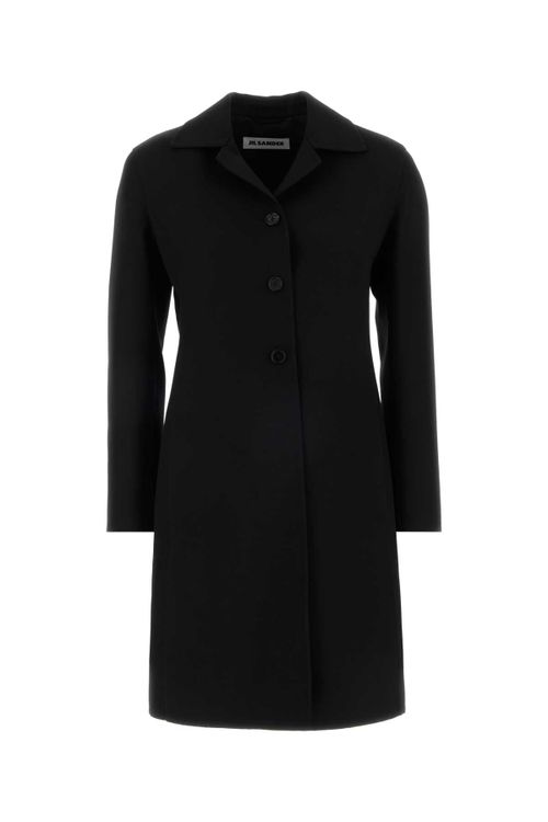 Virgin Wool Twill Coat — Black