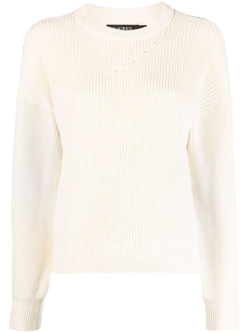 Puff-sleeve crew-neck jumper - Neutrals