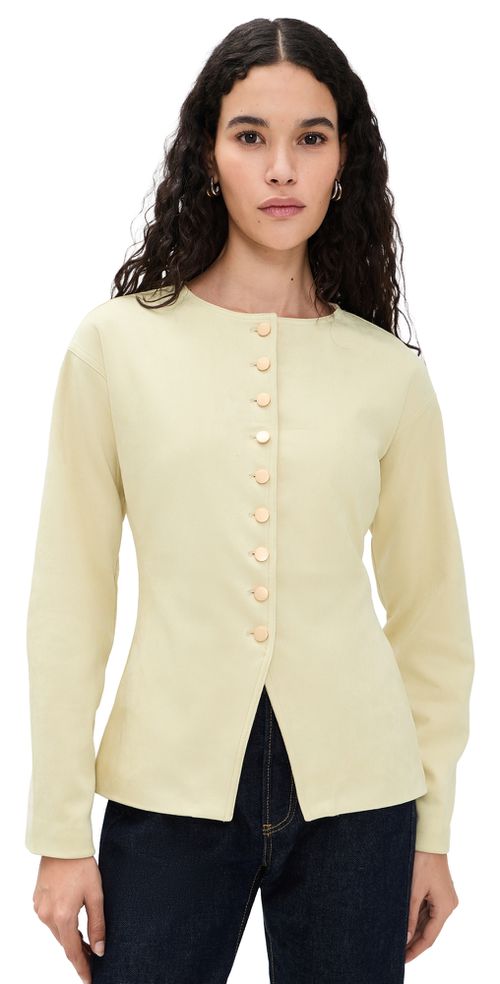 Levony Faux Suede Blazer Buttercream