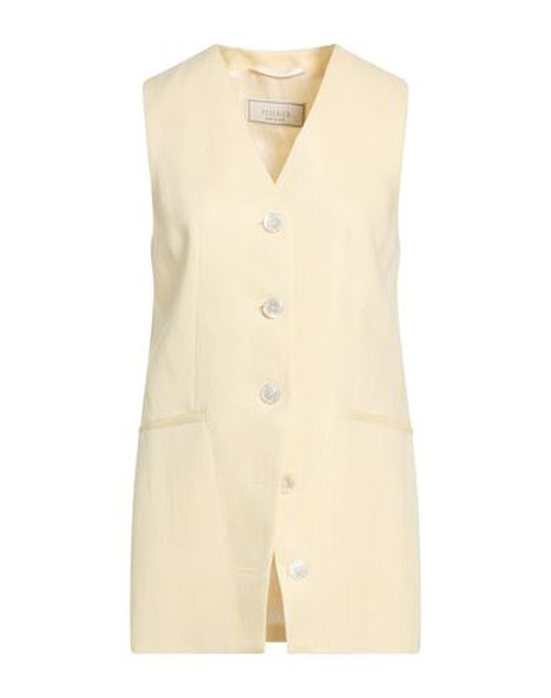 Woman Tailored Vest Pastel yellow Size 10 Viscose, Linen
