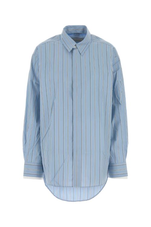 Pinstriped Poplin Shirt — Blue