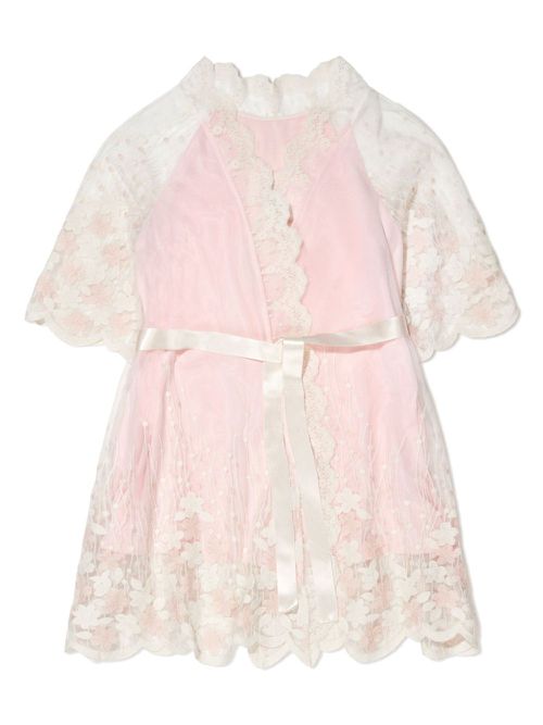 Claire floral-lace dressing gown - Pink