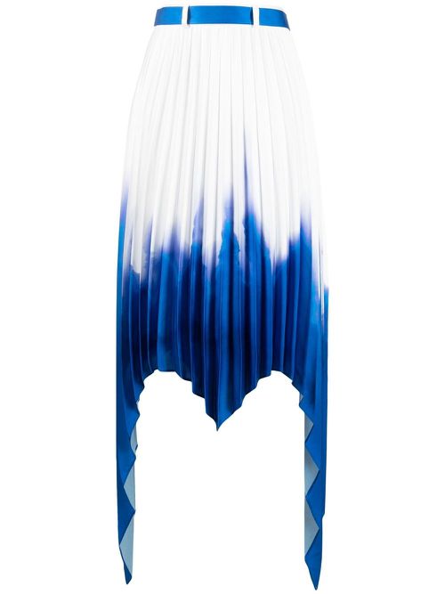 Asymmetric pleated skirt - White