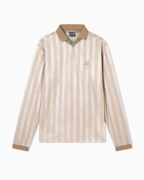 Soccer polo shirt in jacquard technical fabric